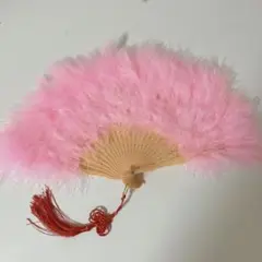 ジュリアナ扇子　羽扇子　ピンク