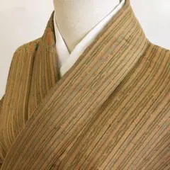 【安】6285b 着物 紬 縦縞にお洒落紋様