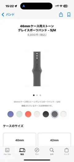 【新品未開封】46mm グレイ スポーツバンド S/M