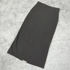 ★b1145 reca レカ【F】リブ編み タイトスカート バックスリット 黒