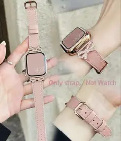 【残り1点】Apple Watch バンドのみ可愛いリボン ラインストーンピンク