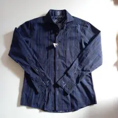 MICHEL KLEIN　ブルー　ストライプ　サイズ48　クリーニング済み