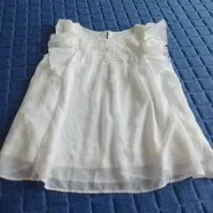 ホワイト シフォン ノースリーブ トップス