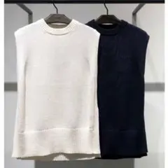 theory✨2022 近年 コットン ニットベスト S ネイビー セオリー