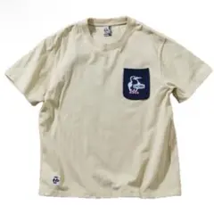 チャムス　ブービーバード ニットポケット クルーネック Tシャツ(ベージュ)XL