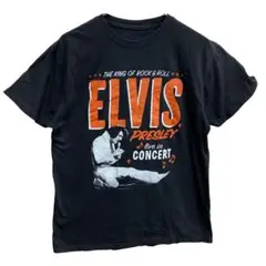 エルヴィス・プレスリー　ライブTシャツ　黒　L　 ロック バンド風【4637】