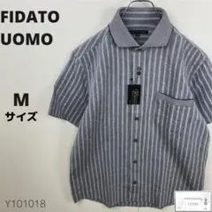 新品訳あり FIDATO UOMO リネンシャツ 半袖 メンズ 総柄 ストライプ