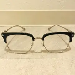 伊達メガネ　眼鏡　サーモントブロー シルバー ブラック　サングラス　度なし