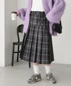 BIGチェック切替ミディプリーツスカート　 BONLECILL