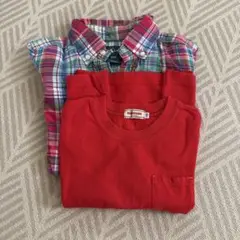 ミキハウス 赤色 Tシャツ 110サイズ　poloボタンダウンシャツ