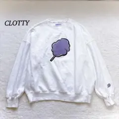 韓国 トレーナー 裏起毛 綿飴 CLOTTY Fサイズ ホワイト モコモコ 紫