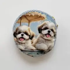 ハンドメイド　シーズー　まるポーチ