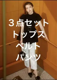 es stripe ベルテッドタックテーパードパンツ eimy istoire