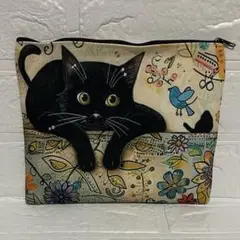 新品　猫柄　ポーチ　ねこ　かわいい　猫　ネコ　　黒猫　化粧ポーチ