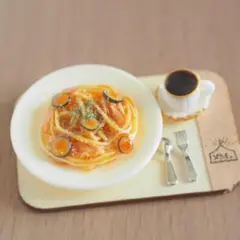 ミニチュアフード ナスとトマトのパスタセット