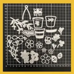 未使用品‼︎植木鉢・お花・葉・ハチ・蝶々・ガーデニングカッティングダイセット