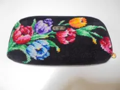 美品☆レイクアルスター　お財布 ポーチ　花柄シェニール織