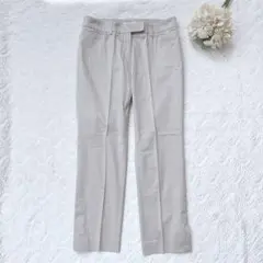 レステラ　スラックス　裾スリット M ベージュ　コットン混　レナウン　薄手
