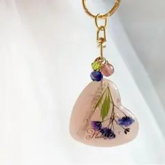 【1994】難あり・フルート ベージュ色 濃い青のかすみ草 類似色ビーズ付き
