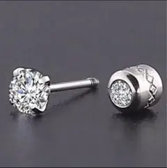 新品 キュービックジルコニア　2wayリバーシブル ピアス 3㎜タイプ