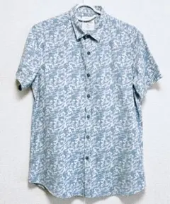 海外古着 迷彩シャツ　ブルー&グレー　SlimFit M（国内M相当）