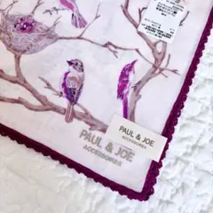 PAUL & JOE 鳥柄　大判ガーゼハンカチ　ピンク