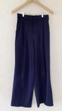 カットソースラックス GU ジャージー ワイドパンツ 96NAVY