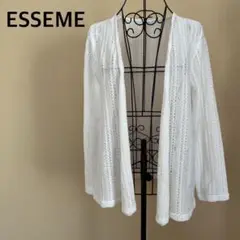 【ESSEME】レース前開き長袖カーディガン/羽織り/白/ホワイト/透け感