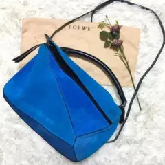 LOEWE ロエベ パズルバッグ ブルー スエード 青 ハンドバッグ ショルダー