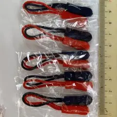B新品未使用10本セット ファスナー引手 ジップタブ 赤と紺色の2色 全長6cm