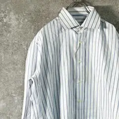 Harry&Sons　ワイシャツ　ブルー　ストライプ　レギュラーカラー　コットン
