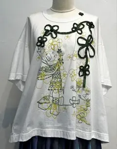★40%OFF【アルベロベロ】コード刺繍Tシャツ　白フラワーカーニバルカットソー