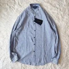 新品タグ付 ZARA ザラ コットンリネン バンドカラーシャツ オーバーサイズ