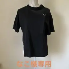 アシンメトリックデザイン 半袖Tシャツ 黒