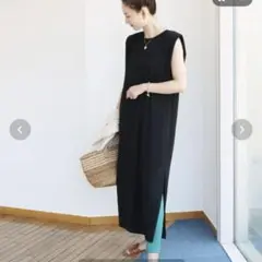 DURAS ブラック ノースリーブロングワンピース