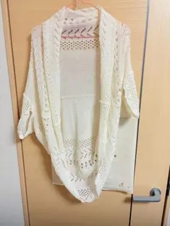Lotta アイボリー レース編み　カーディガン