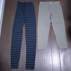 86 ストライプ&カーキ スパッツ 2枚セット M/L