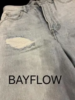 BAYFLOW ダメージ加工 ワイドレッグデニム