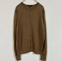 【UNIQLO】(XL)ウール100%クルーネックカーディガン/ベーシック/無地