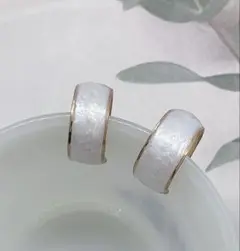 シンプルレジンイヤーカフ　パールホワイト　内径2cm 2個セット