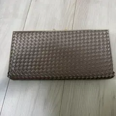 ブラウン 編み込み クラッチバッグ