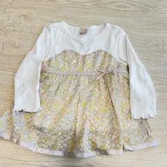 プティマイン 小花柄ビスチェ風 長袖 カットソー トップス　90