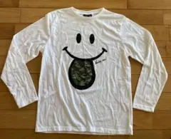 スマイリーフェイス ホワイト長袖Tシャツ　L