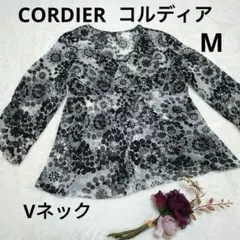 CORDIER 花柄 シースルー トップス フレア ブラウス M