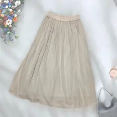 《COMME CA ISM》 シアーフレアスカート ベージュ ウエストゴム 薄手