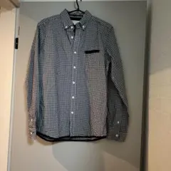 TheshopTK ネイビーとホワイトのチェック柄長袖シャツ Mサイズ