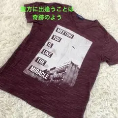 貴方に出逢うことは奇跡のよう　バーガンディ Vネック Tシャツ