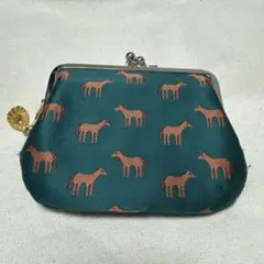 がま口財布　馬　グリーン