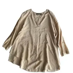 SALE！munich ベージュ ルーズシルエット とろみ7分袖トップスブラウス