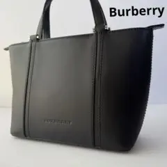 美品 Burberry ハンドバッグ トート レザー 黒 ノバチェック